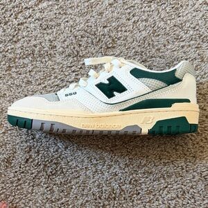 New Balance Kids' Cream and Green Sneakers